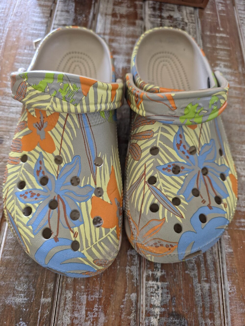 CROCS Classic Retro Resort Clogs with Orange & Blue Accents Unisex. Beach Chill
